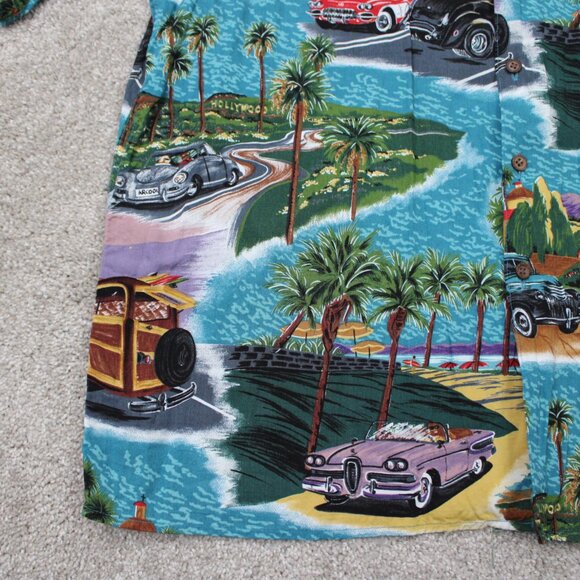 Reyn Spooner Hawaiian Shirt Mens XL Spooners Car 100% Rayon S/S Button Up - Picture 7 of 13